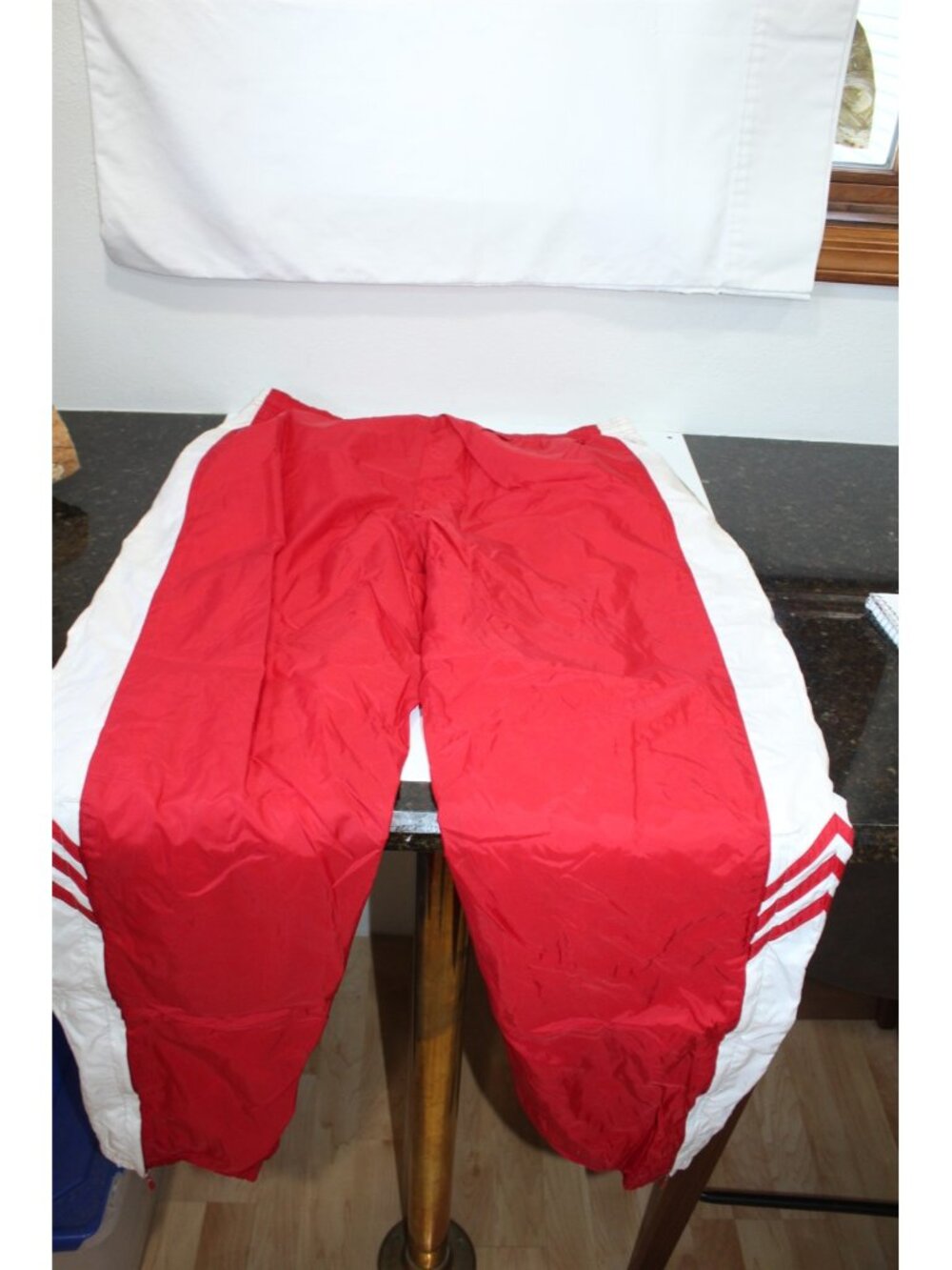 Vintage adidas Warm Up Jacket & Pants Red White Nylon Mock Neck Zip Front Large - Picture 14 of 16